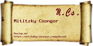 Mititzky Csongor névjegykártya